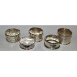 Silver - an Art Deco napkin ring,