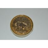 A George III circular silver gilt mounted ivory table snuff box,