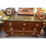 A French Empire mahogany commode, rectangular Crionoid marble top,