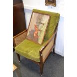 An Edwardian bergere and mahogany side chair, c.