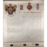 A hand scrivened and illuminated grant of arms and right of name dated 5th April 1816,