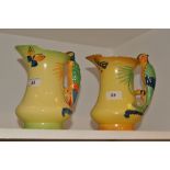 A Burleigh Ware ovoid jug, the handle moulded as a parrot, 18cm high;  another,