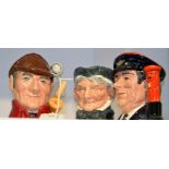 A Royal Doulton character jug Granny D6384; The Sleuth D6773, The Postman D6801,