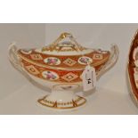 A Derby two-handled pedestal urnular tureen and cover,