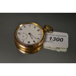 A gold plated Swiss pocket watch, top winder,