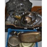 A metalwork Champagne stand; a tankard; a silver plate butter dish; etc.