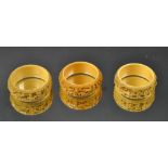 Three Cantonese Ivory napkin rings, c.