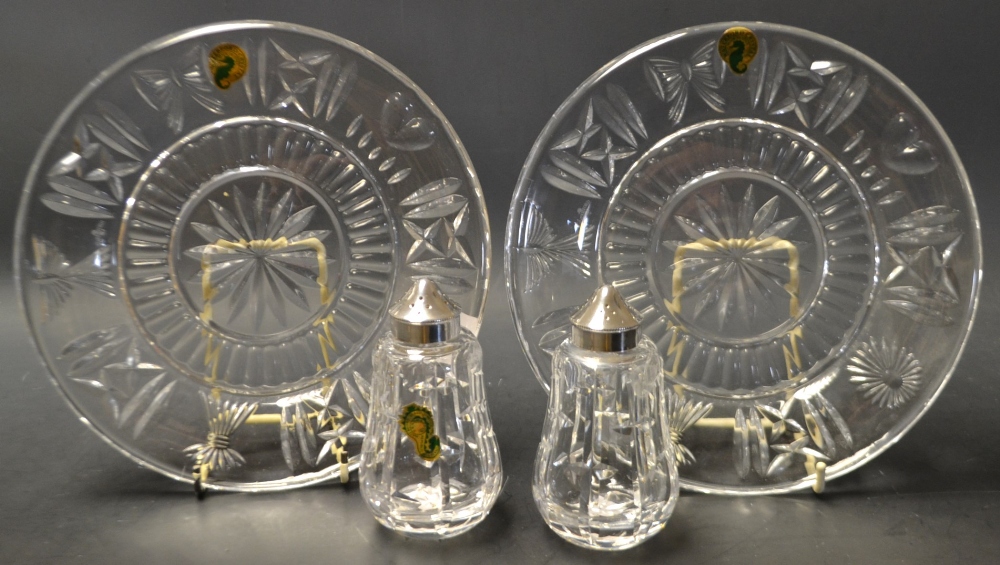 A pair of Waterford Crystal cut glass plates;