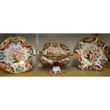 A Royal Crown Derby 4363 pattern four piece dessert service comprising, comport,