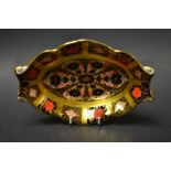 A Royal Crown Derby solid gold band pin tray, 1128 Imari pattern,