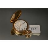 An American Waltham Traveller top wind gold plated hunter pocket watch