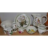 A Portmerion Botanic Garden pattern platter, large water jug, bowl, assorted jugs,