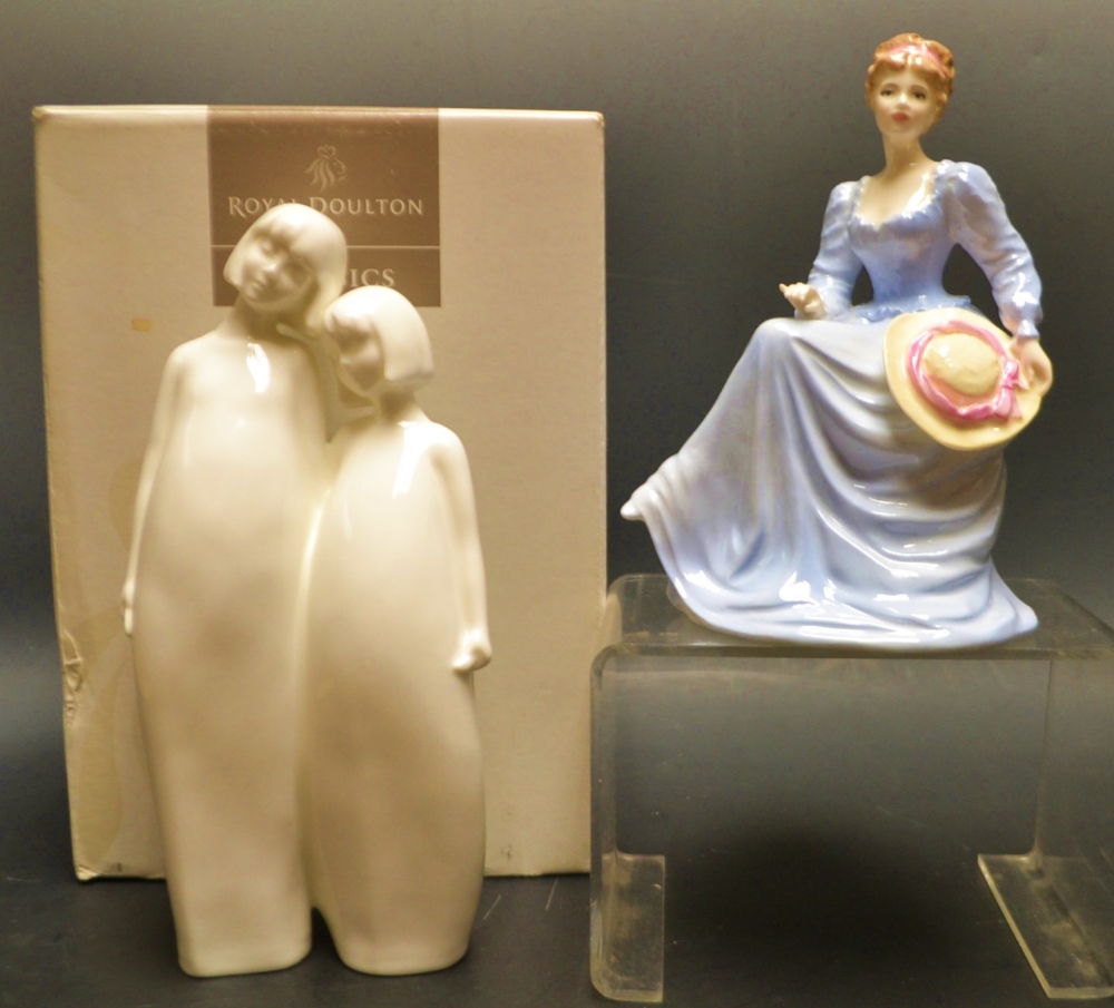 A Coalport figure, ladies of fashion Anna ; a Royal Doulton images figure, sisters , boxed.