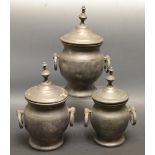 French Pewter urns (3)