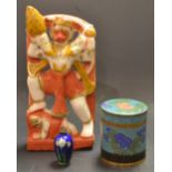Oriental Boxes and Objects - an Indian soapstone carving of a deity,