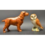 A Beswick model of a dog, Horseshoe Primula; another,