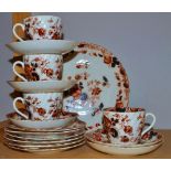 A part Edwardian tea service, printed in the Imari palette, comprising dinner plate,