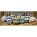 Ceramics- a pair of Japanese Kutani type fish bowl jars, others,  etc.