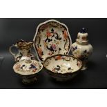 A Mason's Mandalay pattern jar and cover, pedestal bowl, jug, bowl and cover, etc.