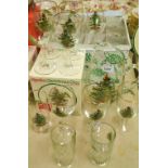 A set of sixteen Spode Christmas tree wine glasses, boxed, others similar,