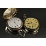 A Victorian silver hunter pocket watch, white dial, bold Roman numerals, minute track, Nowland,