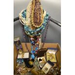 Costume Jewellery- beads; necklaces; brooches; souvenir teaspoons; etc.