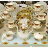 A Royal Albert Old Country Rose coffee service, for six, comprising coffee pot and cover, teacups,