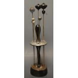 A silver mounted ebony hat pin stand,
