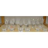 Glass - a set of four Stuart wine glasses;  a pair of Whitefriars cut glass tumblers;