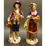 A pair of Samson porcelain figures, Boy and Girl with Birds,