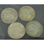 Four American silver half dollars,
