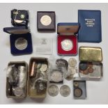 Coins, Great Britain, Royal Mint Proof Silver Crown 1977, Silver Crown 1937, other crowns 1951,