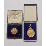 Cycling, Tricycle Trophy, 1920, boxed gold coloured medal (*6.