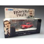 Corgi Toys a rare Fawlty Towers Miss spelt, limited print die- cast model 00802, Flowery Twat's,