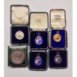Cycling, National Cyclists Union, silver and enamel fobs, boxed (5); London Bicycle Club,