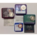 Coins, Great Britain, Royal Mint, Silver Proof Piedfort  £5, 2000, 2007; Silver Proof £5, 2000,