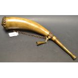 A 19th century Middle Eastern powder horn, of typical form,