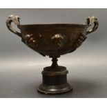 Grand Tour School (19th century), a patinated bronze Grecian wine cup,