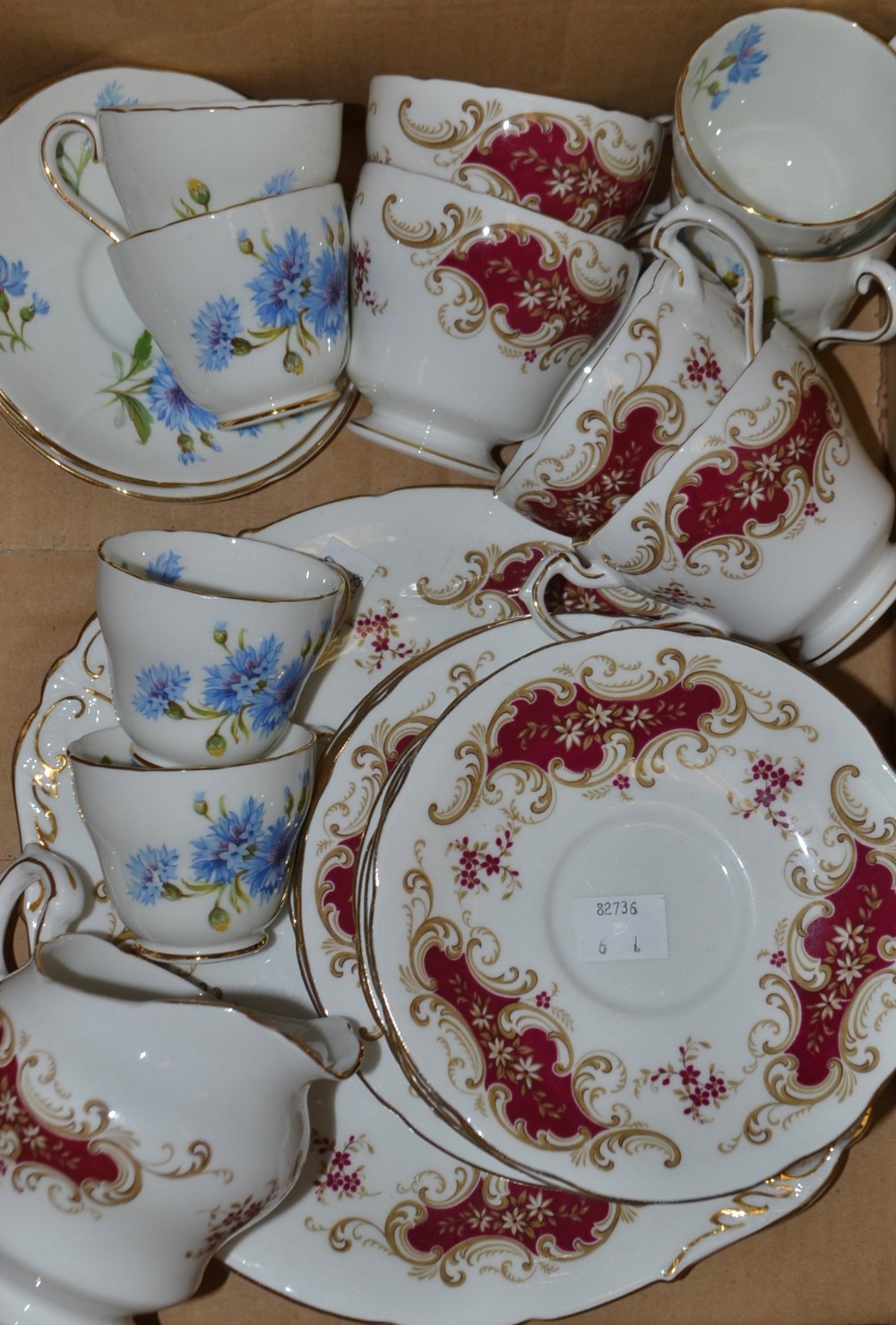 An Adderley part coffee set printed with cornflower's;