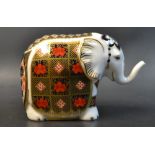 A Royal Crown Derby paperweight, Imari Elephant, printed mark, gold stopper,