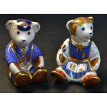 A Royal Crown Derby paperweight, Schoolboy Teddy, printed mark, gold stopper, boxed; another,