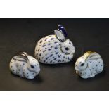 A set of two Royal Crown Derby paperweights, 25th Anniversary Rabbits,