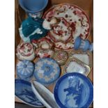 Ceramics - A Royal Doulton figure,  Janine HN 2461;  a Wedgwood Pale blue Jasperware vase,