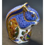A Royal Crown Derby paperweight, Debenhams Squirrel, printed mark, dated 1998, gold stopper,
