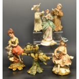 Capodimonte - a pair of figures Monk and Nun children singing;  others Maidens, Birds,