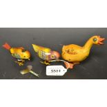 A Prestyn Toys Ltd (England) tin plate clockwork bird, 5cm high, c.