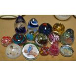 Glass Paperweights - a collection of fifteen including Scottish Srathern, Mdina, Caithness, etc.