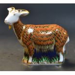 A Royal Crown Derby paperweight, Nanny Goat, Visitor's Centre Exclusive, printed mark, gold stopper,