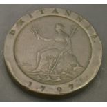 A George III cartwheel penny,