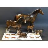 A Beswick model of a Shire Horse; a large model of a brown horse;